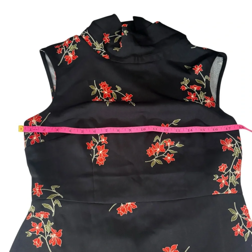 Ann Taylor Black Dress with Red Floral Design - Picture 6 of 8